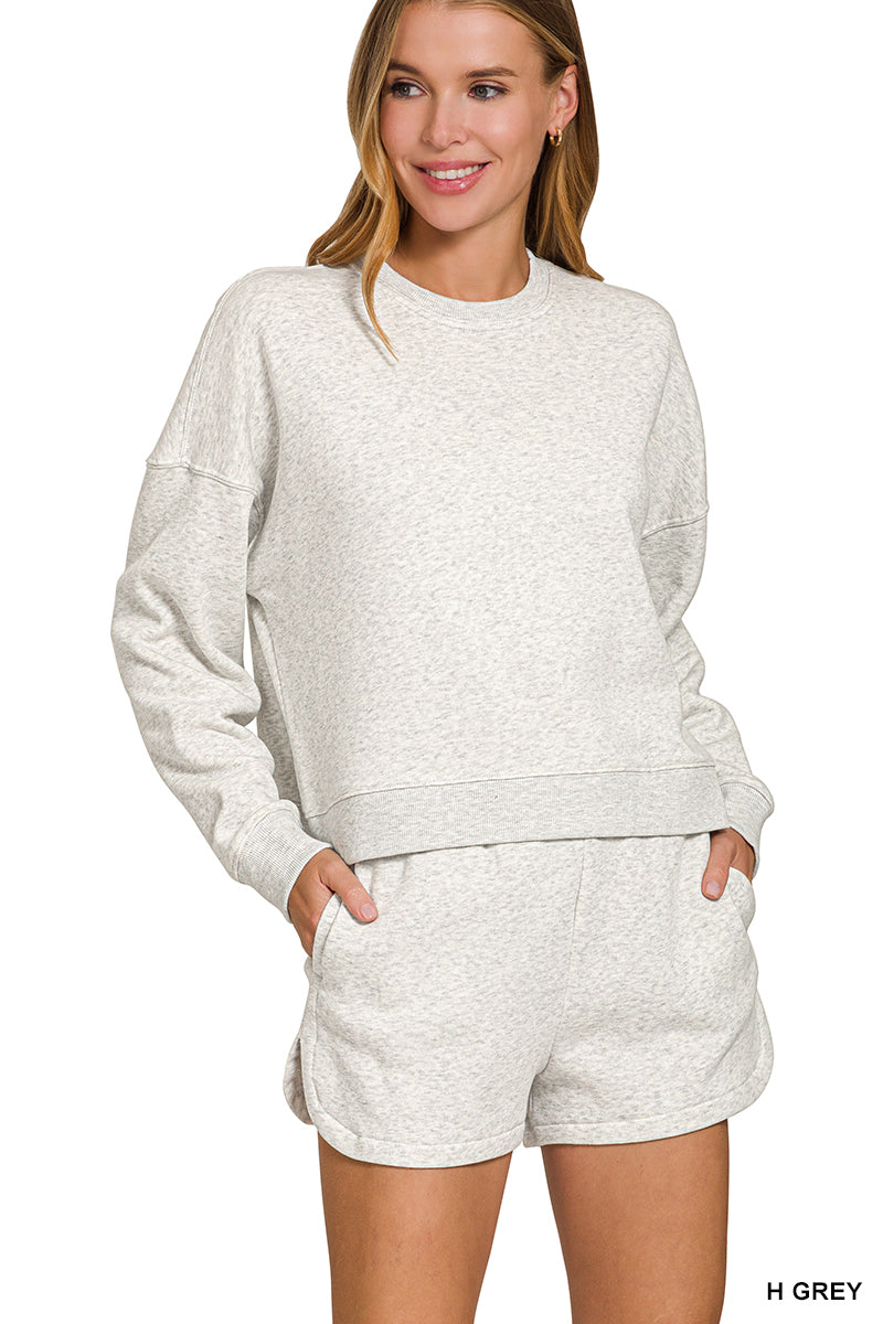 Fleece Crewneck Sweatshirt and Shorts Set