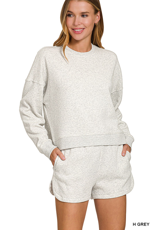 Fleece Crewneck Sweatshirt and Shorts Set