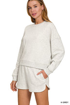 Fleece Crewneck Sweatshirt and Shorts Set