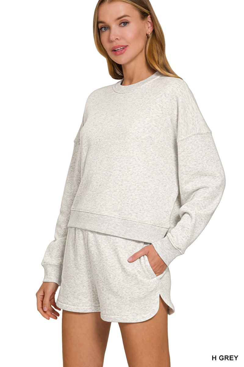 Fleece Crewneck Sweatshirt and Shorts Set