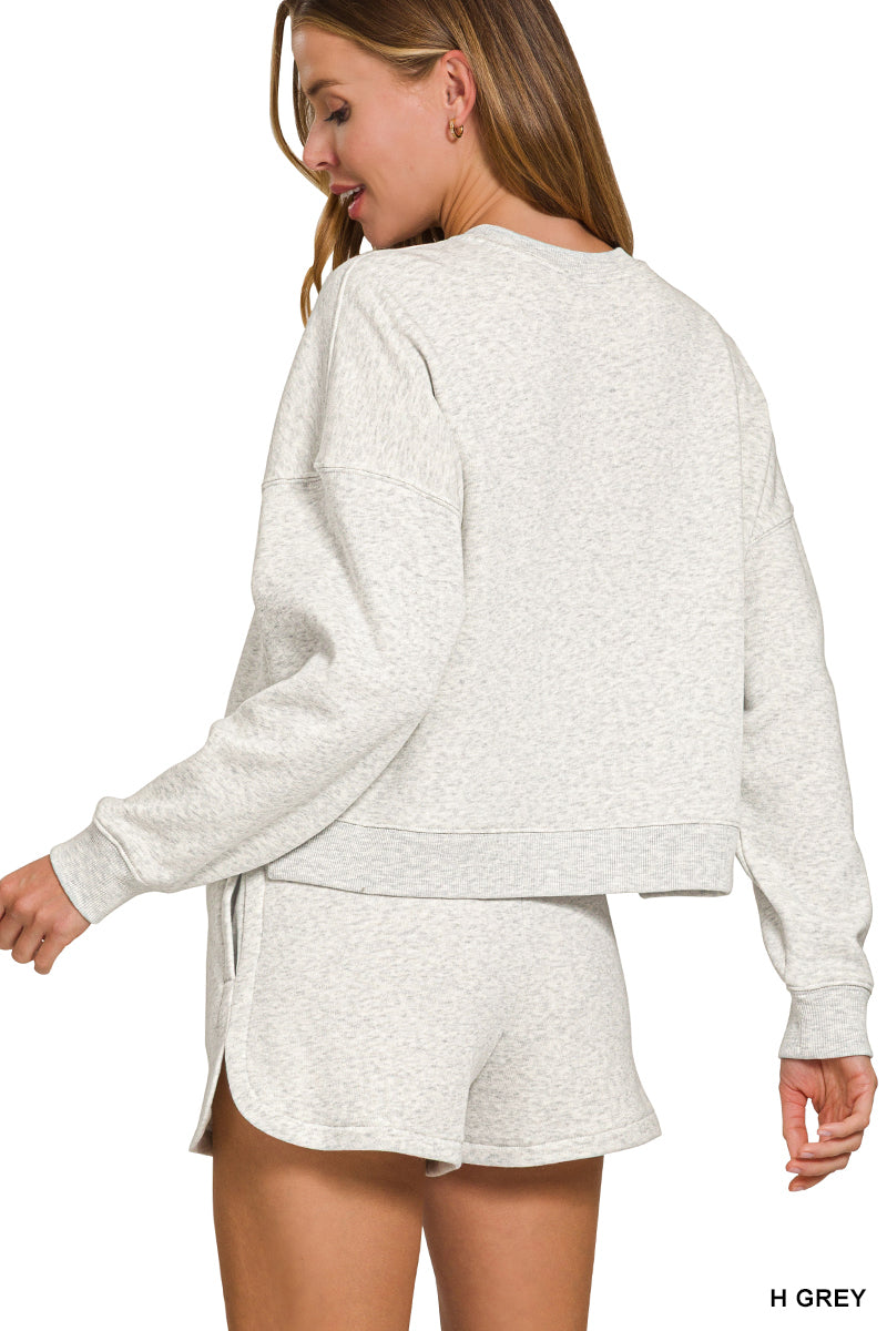 Fleece Crewneck Sweatshirt and Shorts Set