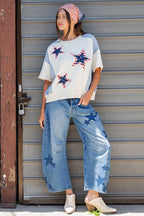 Mineral Washed Star Barrel Jeans