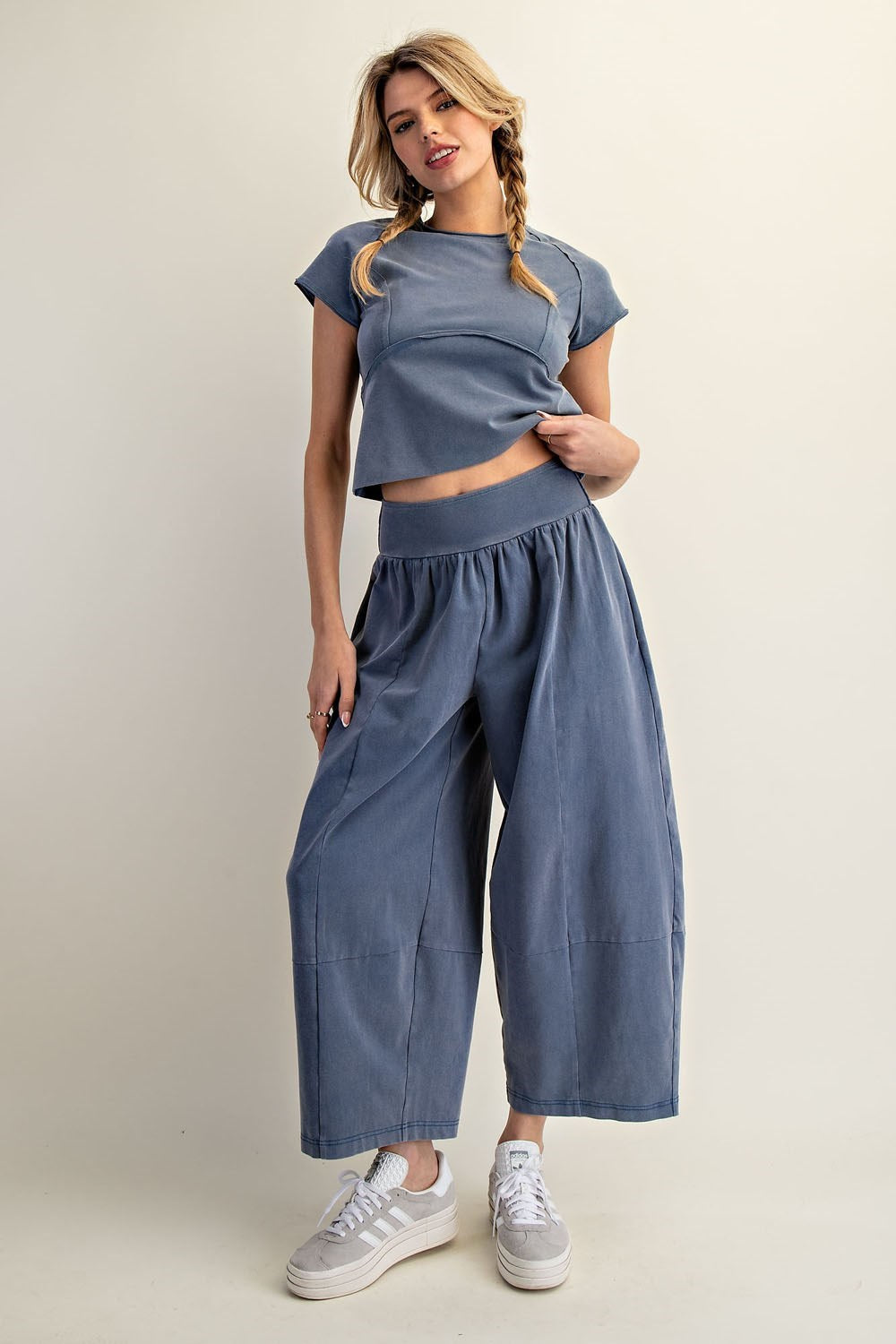 Mineral Washed Wide Leg Pants