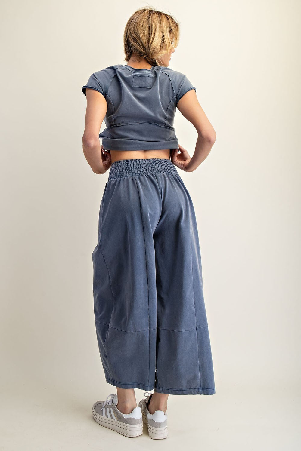 Mineral Washed Wide Leg Pants