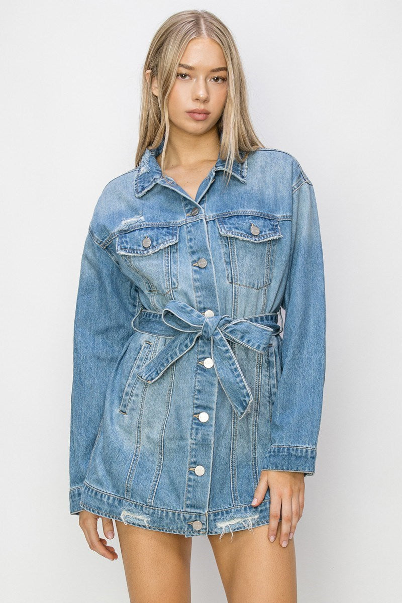 Risen Oversized Long Belted Jacket