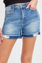 Risen High Rise Release Hem Shorts - Dark