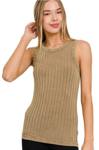 Ribbed Sleeveless Tank with Exposed Seam
