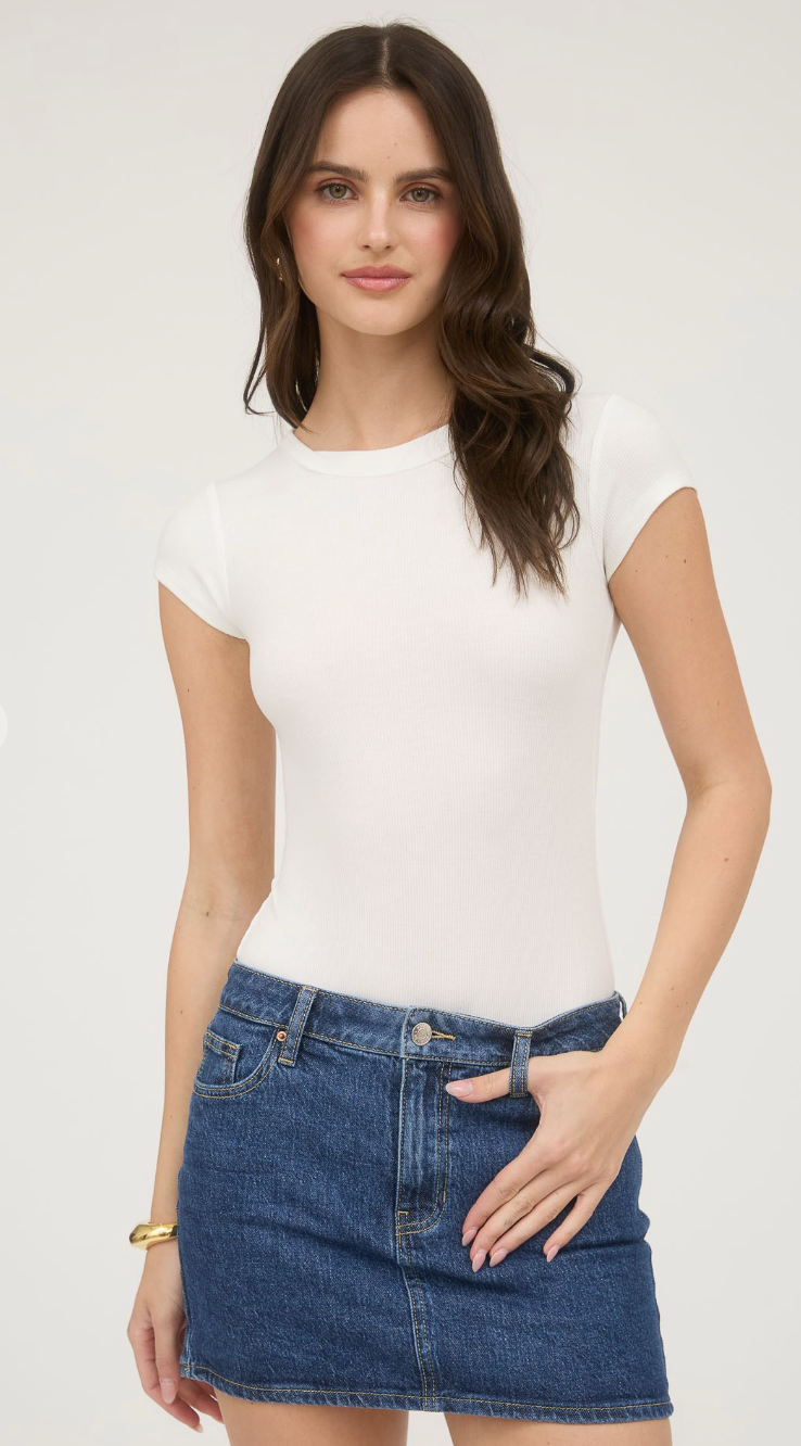 Round Neck Short Sleeve Knit Bodysuit
