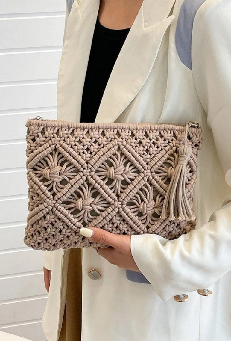 Woven Bohemian Tassel Crochet Shoulder Bag