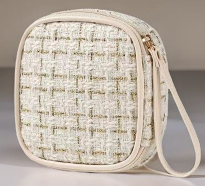 Plaid Tweed Cosmetic Makeup Travel Case