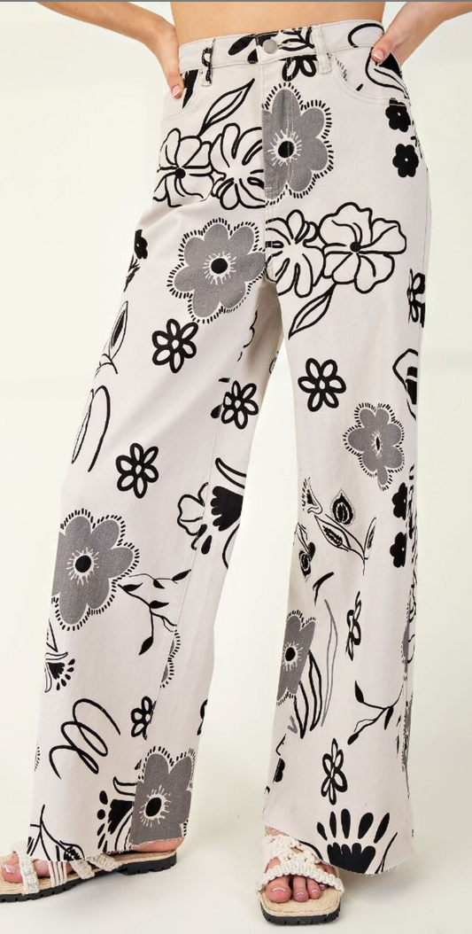 Floral Twill Pants