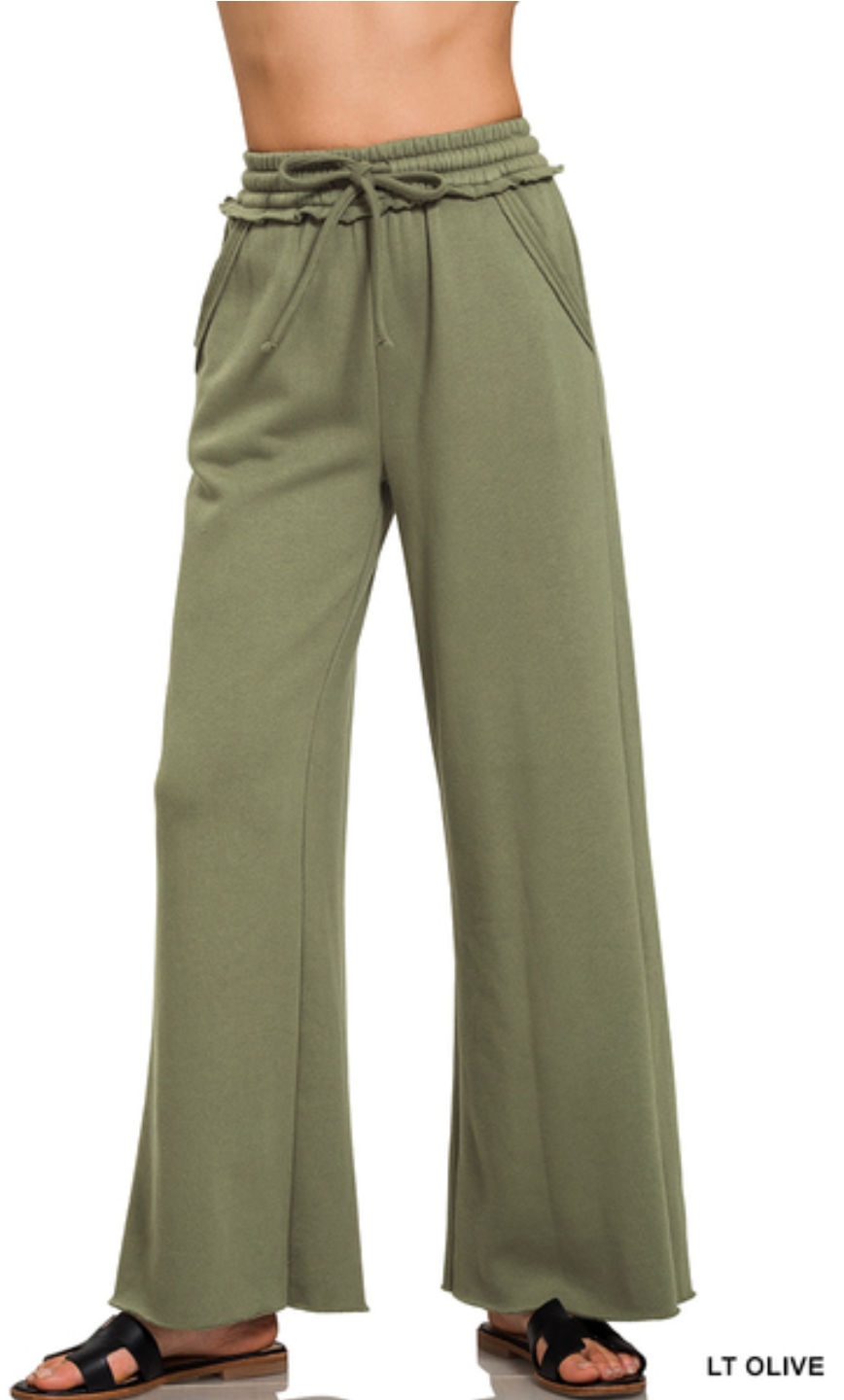 Exposed Seam Wide Leg Sweatpants