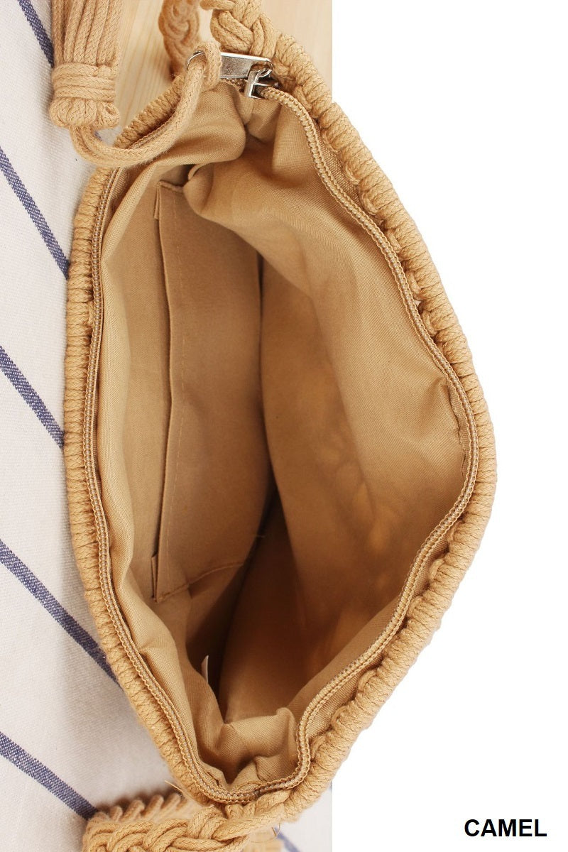 woven boho tassel crochet purse