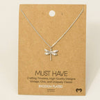 Gold Dipped Dragonfly Pendant Necklace