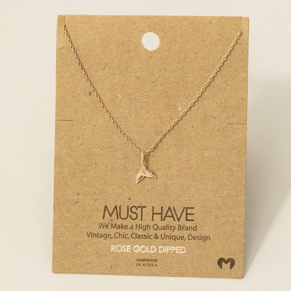 Gold Dipped Whale Tail Pendant Necklace