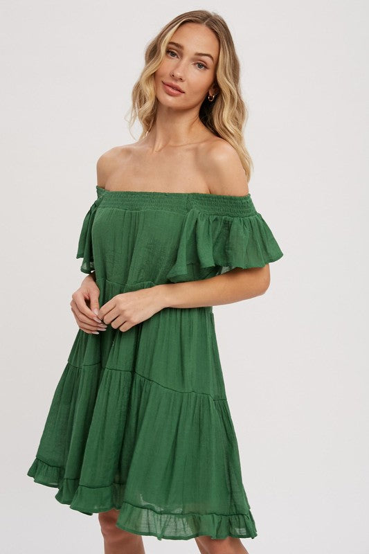 On or Off the Shoulder tiered babydoll dress