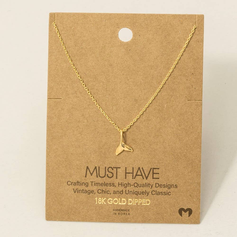 Gold Dipped Whale Tail Pendant Necklace