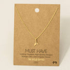 Gold Dipped Whale Tail Pendant Necklace