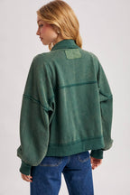 WASHED COLLARLESS OPEN FRONT CARDIGAN