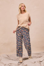 Mineral Washed Denim Ditsy Printed Braided Waist