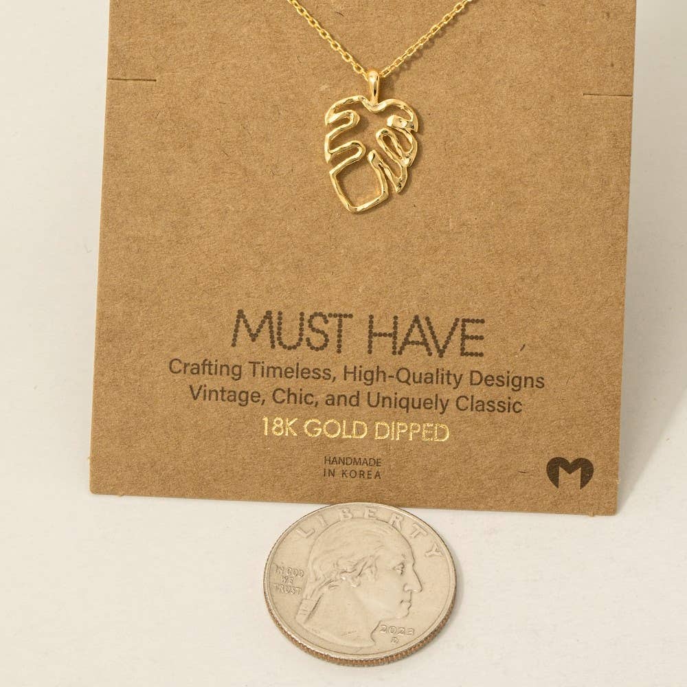 Monstera Cutout Pendant Necklace