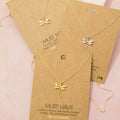 Gold Dipped Dragonfly Pendant Necklace