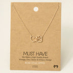 Dog Paw Heart Cutout Pendant Necklace