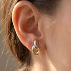 Two-Tone Linked Oval Huggie Drop Earrings
