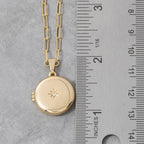 14K Gold Dipped Cz Starburst Locket Necklace
