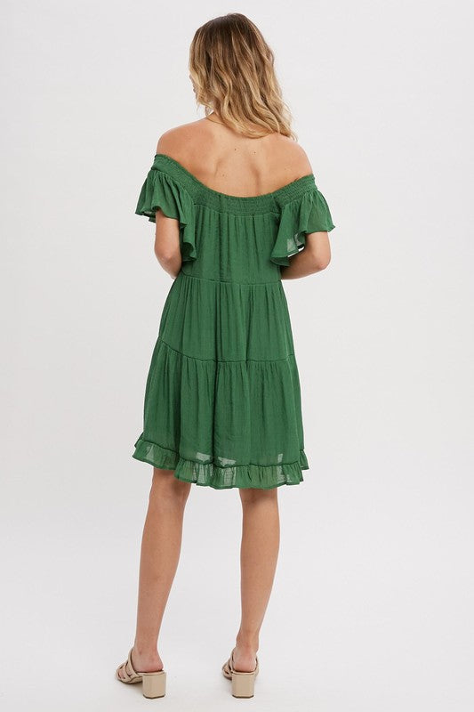 On or Off the Shoulder tiered babydoll dress