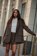 Plaid Oversized Two-Button Blazer Jacket