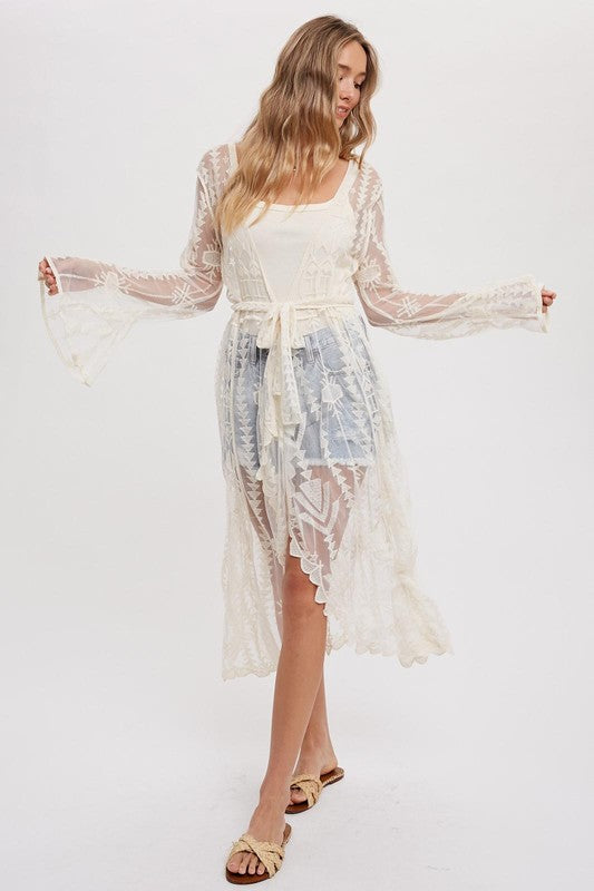 Boho Embroidered Lace Duster