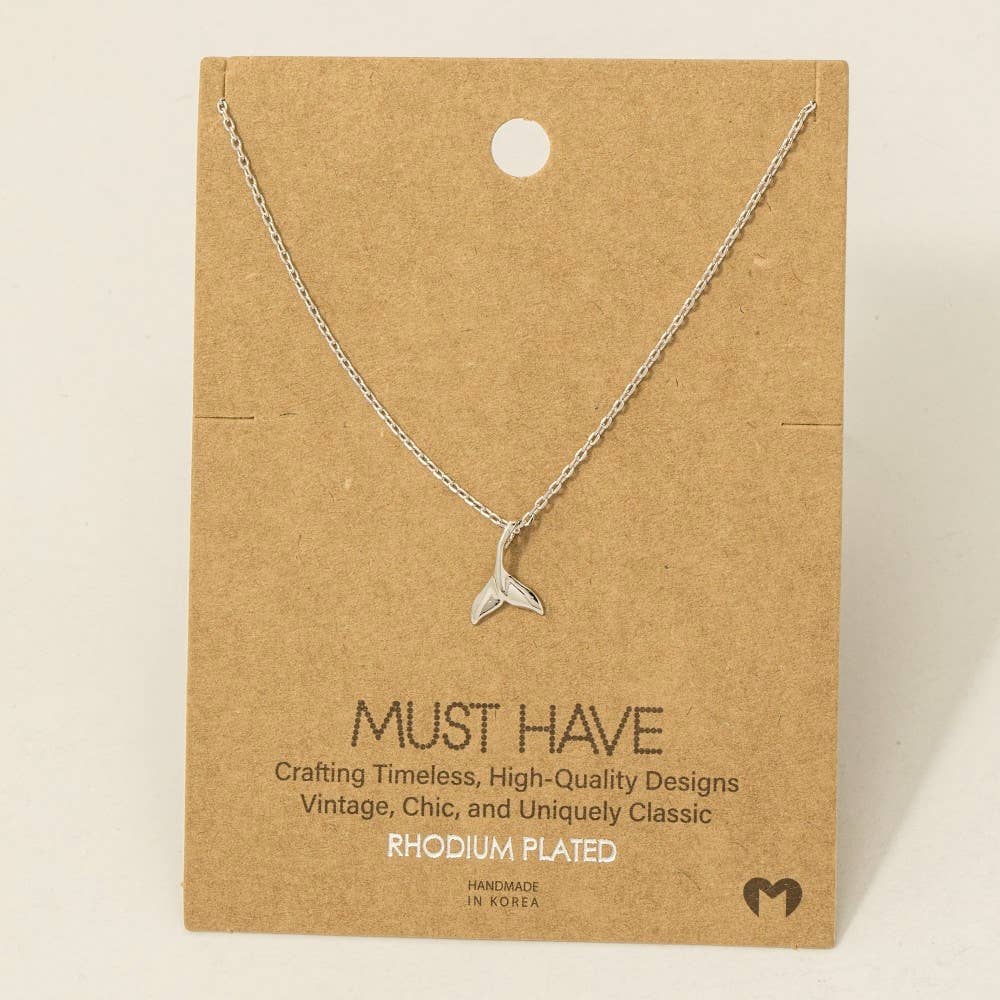 Gold Dipped Whale Tail Pendant Necklace