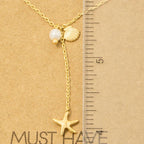 Gold Dipped Star Fish Sea Shell Y Necklace