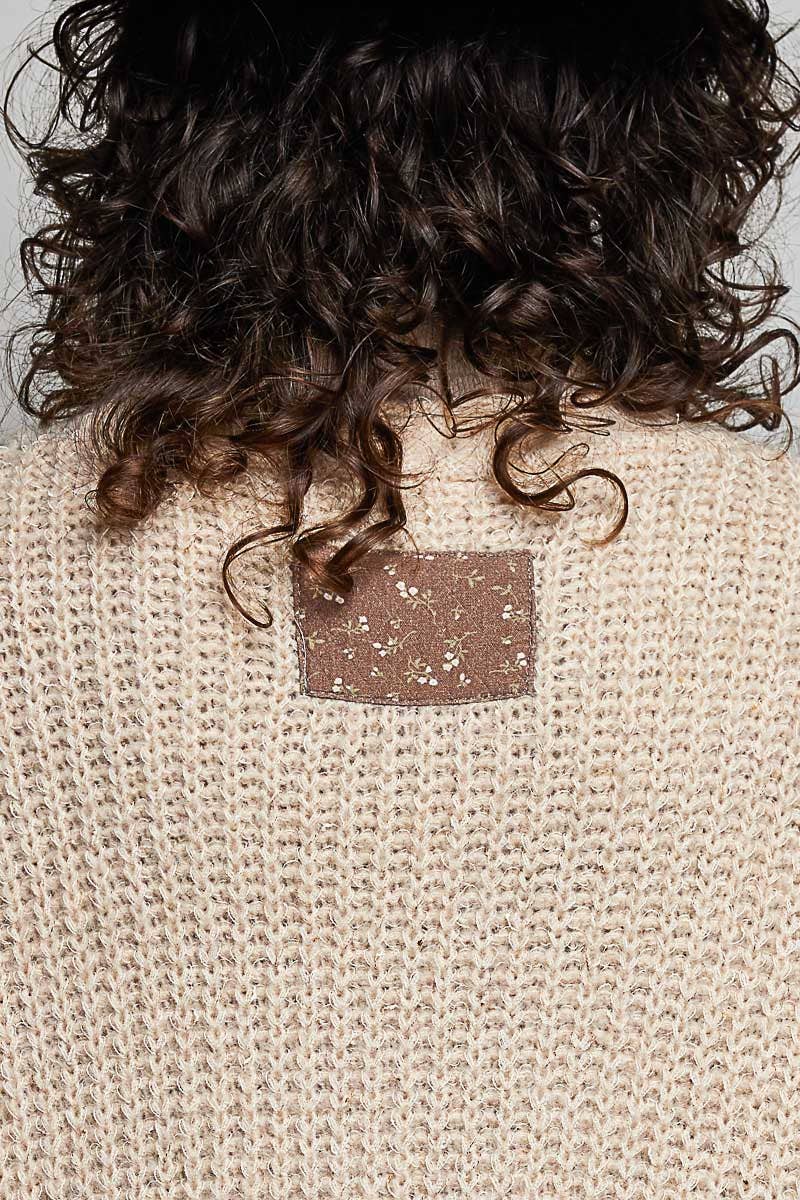 Floral Contrast Long Sleeve Deep V Neck Sweater Cardigan Top
