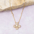 14K Gold Dipped Cz Pearl Flower Necklace
